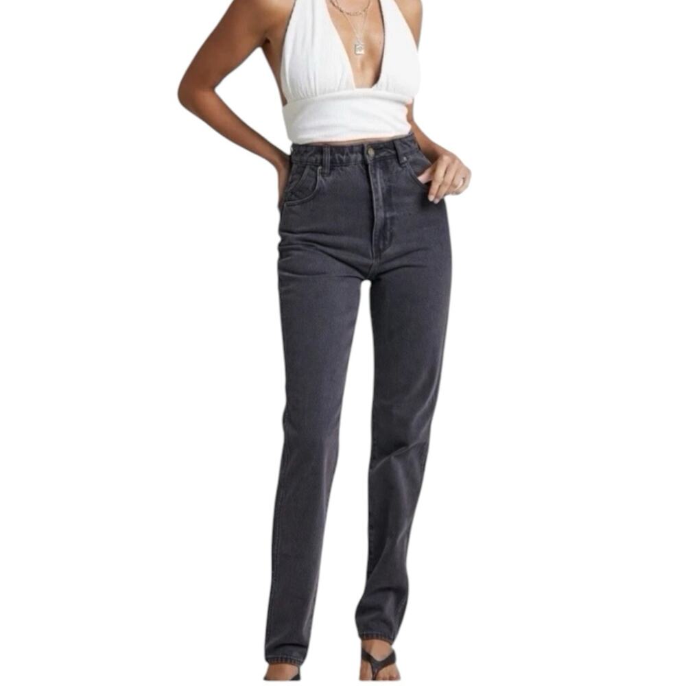 ROLLA'S Elle Super High Rise Relaxed Straight Leg Jeans Womens 27 Denim Ash Gray